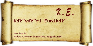 Kővári Euniké névjegykártya